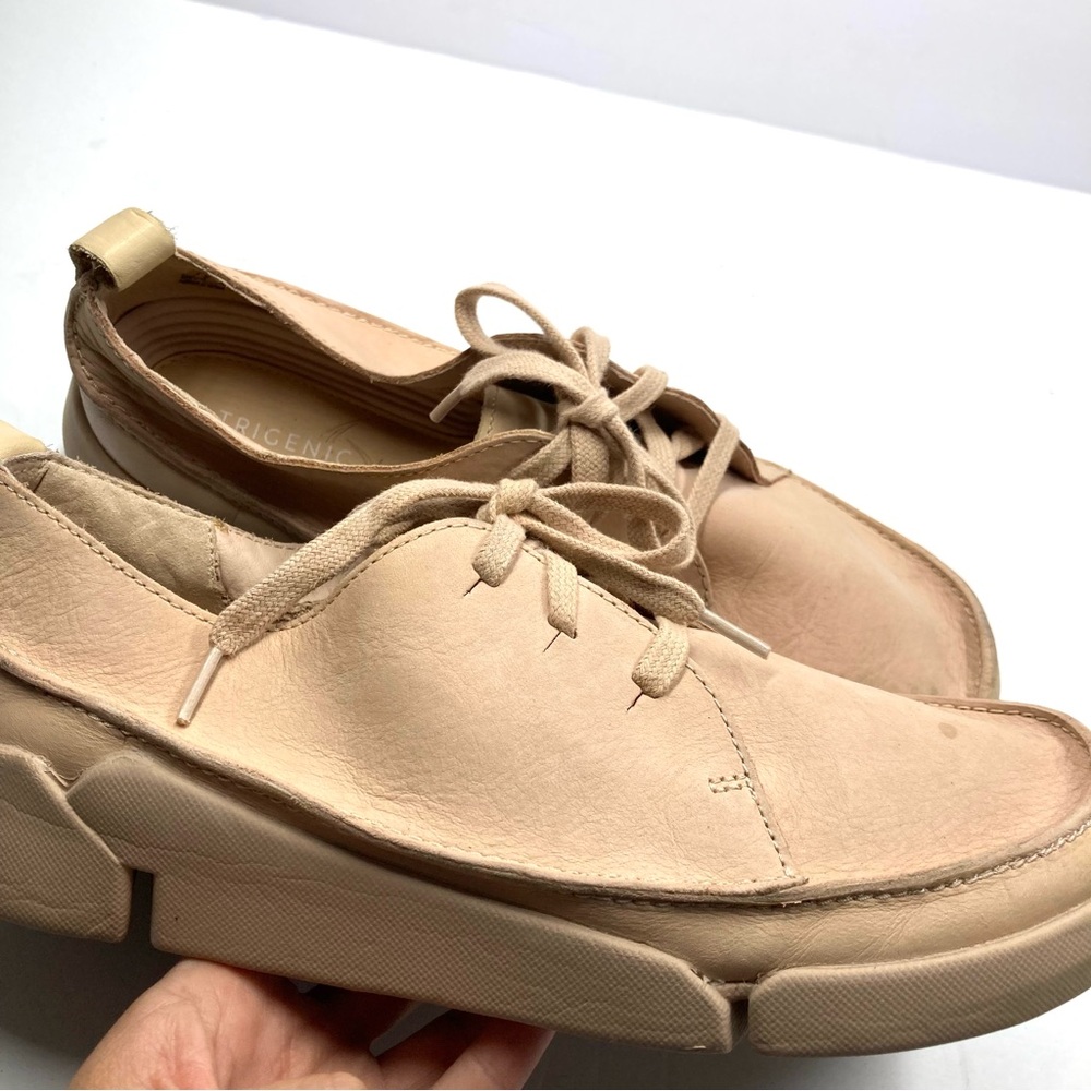 Clarks Women's Trigenic Leather Sneakers Shoes 8.5 M Flex Nude Nubuck Casual - Picture 6 of 15